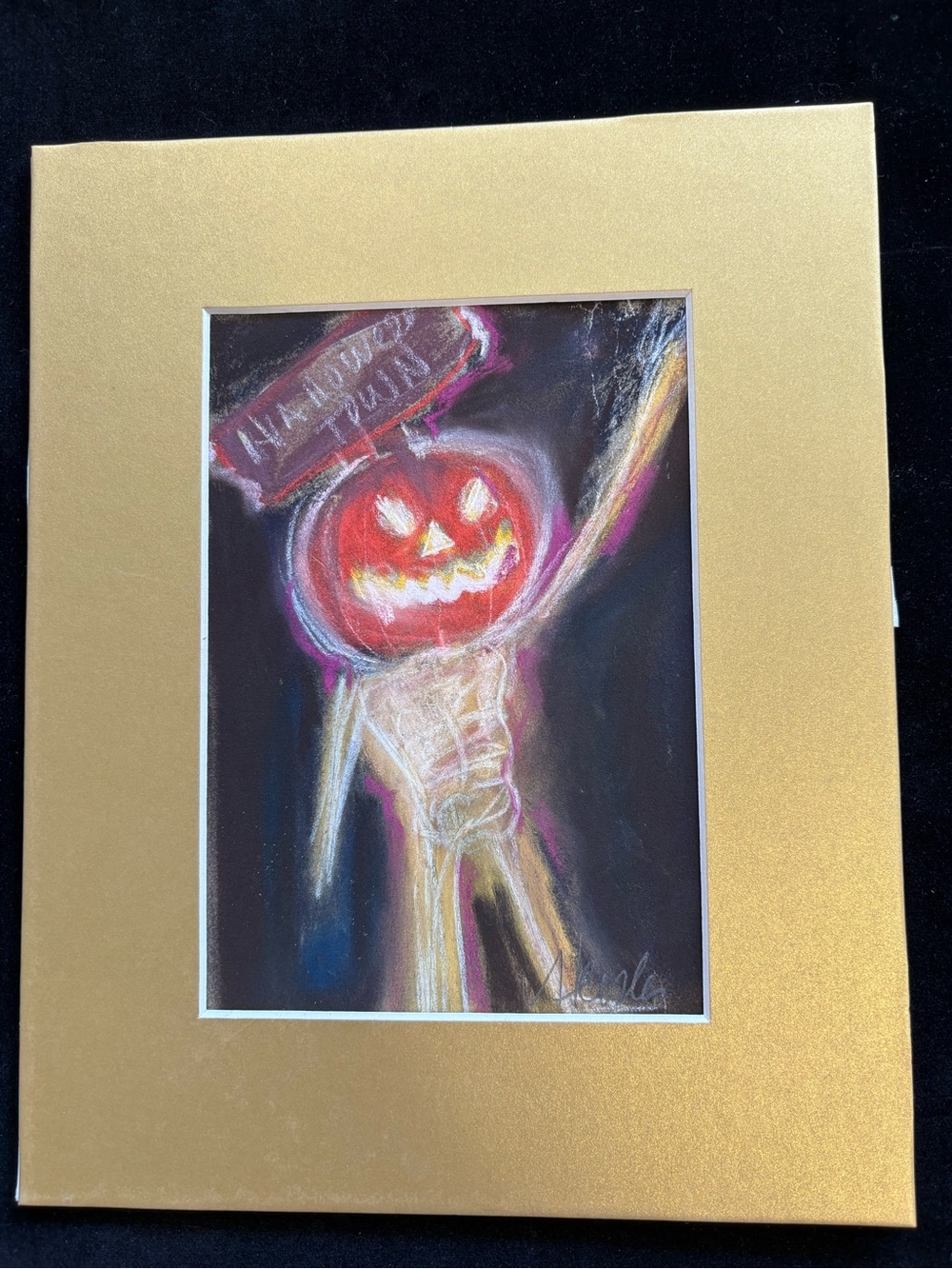 Halloween Pumpkin An Original Pastel Painting Matted 5"x7" Original